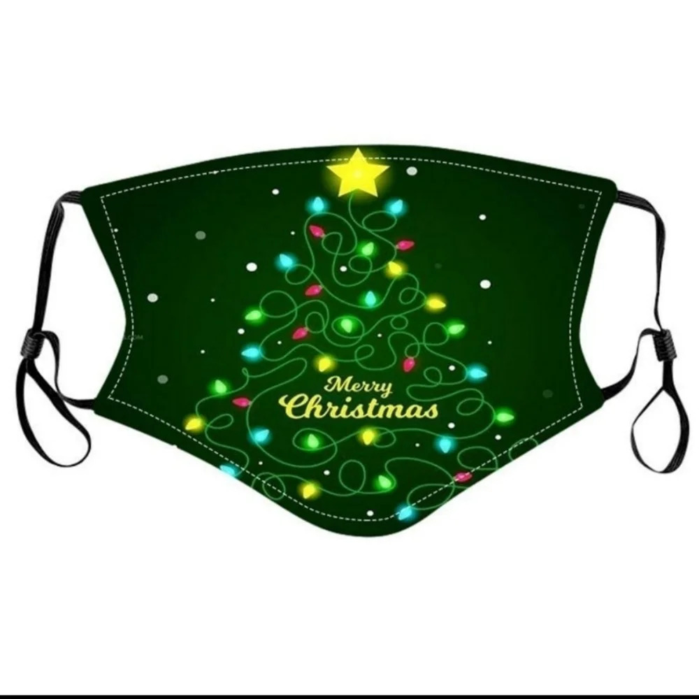 CHRISTMAS light tree face masks